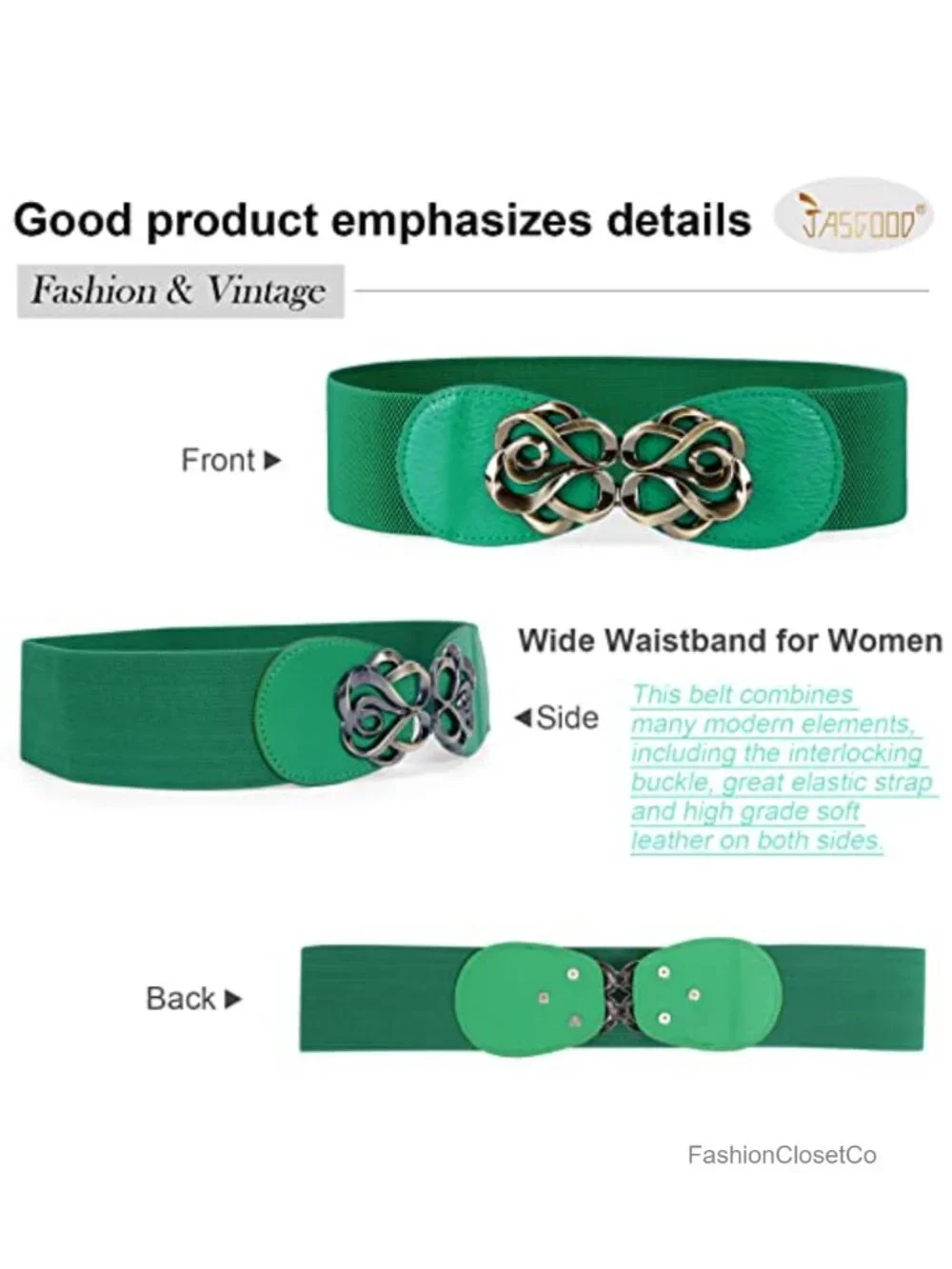 Women Stretchy Belts for Dresses Vintage Elastic Wide Waist Belts 4 Pack
